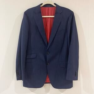 SuitSupply Sienna Classic Navy Wool Blazer with Red Lining Men’s size 42